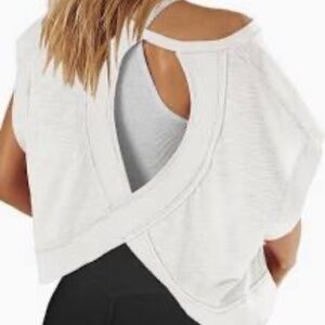 White criss cross open back t-shirt size sm